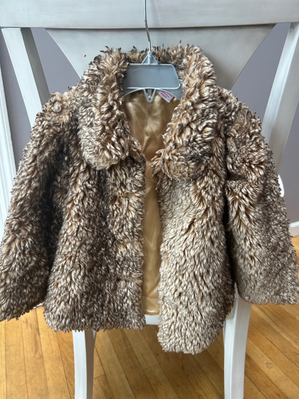 Amy Coe Girls' Plush Faux Fur Peacoat in Warm Brown